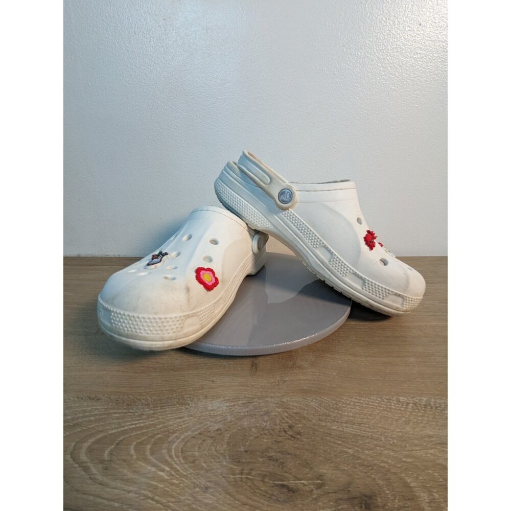 Crocs Unisex Shoes White Mens 8 Women’s 10 Comfort Classic Clog Fleece Lined